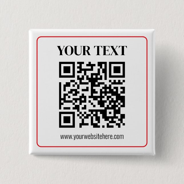 Simple Black & White QR code with Red Border 15 Cm Square Badge (Front)