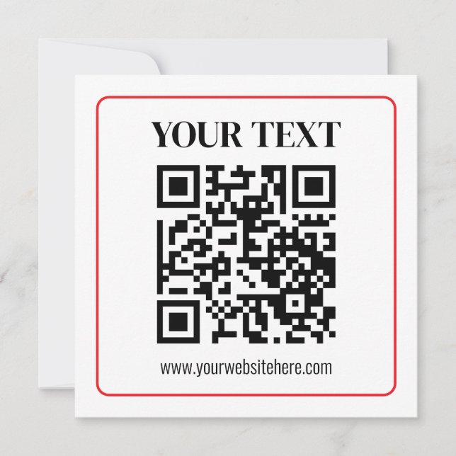 Simple Black & White QR code with Red Border Card (Front)