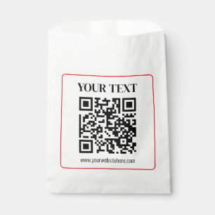 Simple Black & White QR code with Red Border Favour Bags
