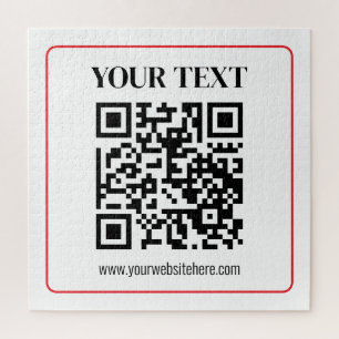 Simple Black & White QR code with Red Border Jigsaw Puzzle