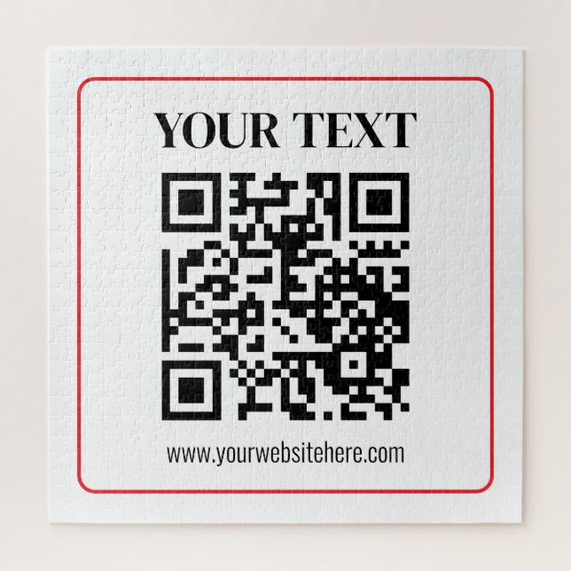 Simple Black & White QR code with Red Border Jigsaw Puzzle (Vertical)