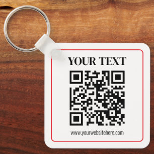 Simple Black & White QR code with Red Border Key Ring