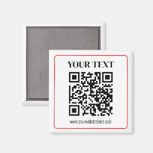 Simple Black & White QR code with Red Border Magnet