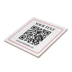 Simple Black & White QR code with Red Border Tile