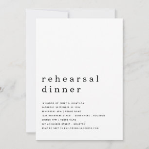 Simple Black White Rehearsal Dinner Invitation