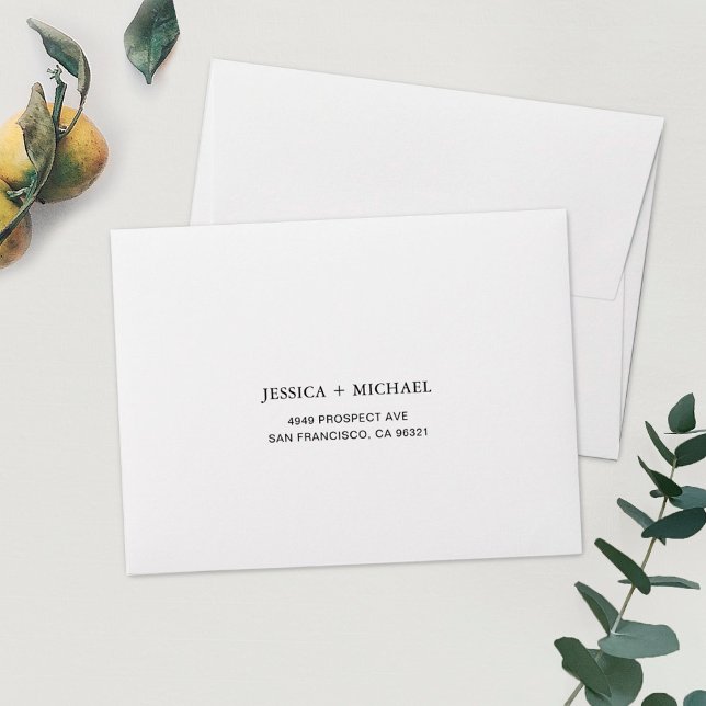 Simple Black White Return Address Wedding Mailing Envelope (Creator Uploaded)