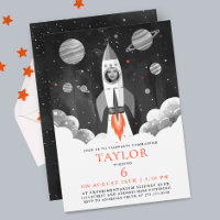 Simple Black White Rocket Ship Moon Galaxy Photo