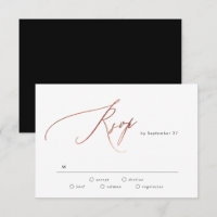Simple Black White Rose Gold Calligraphy Wedding