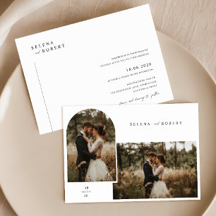Simple Black & White Rustic Photo Wedding Invitation