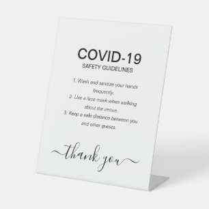 Simple Black & White Safety Guidelines Party  Pedestal Sign