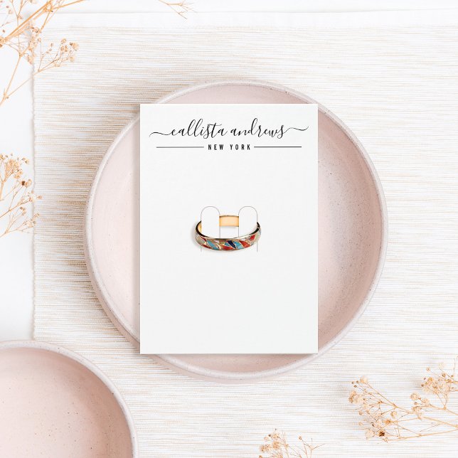 Simple Black White Script Brooch Display Card (Creator Uploaded)