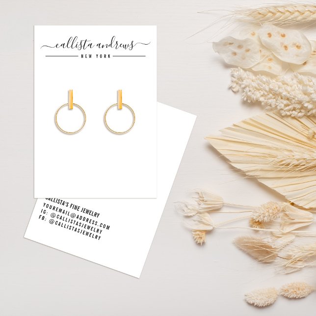 Simple Black White Script Earring Display Card (Creator Uploaded)