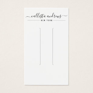 Simple Black White Script Hair Clip Display Card