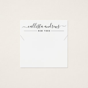 Simple Black White Script Necklace Display Card