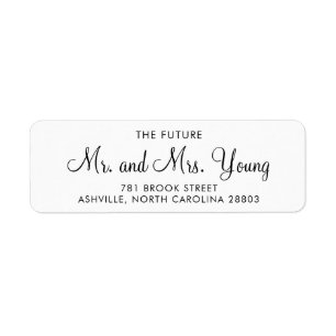 Simple Black White Script Wedding Return Address