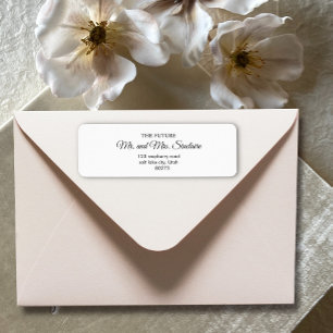 Simple Black White Script Wedding Return Address