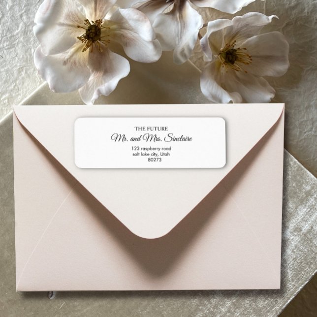 Simple Black White Script Wedding Return Address (Creator Uploaded)