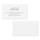 Simple Black & White Small Wedding Details Card