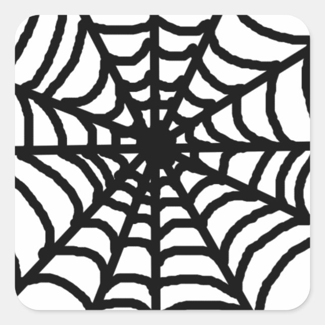 Simple Black white Spider Web Square Sticker (Front)