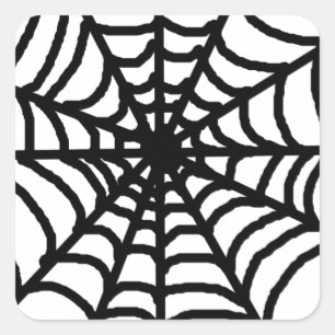 Simple Black white Spider Web Square Sticker