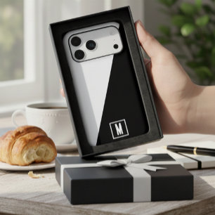 Simple Black & white split Custom monogram initial