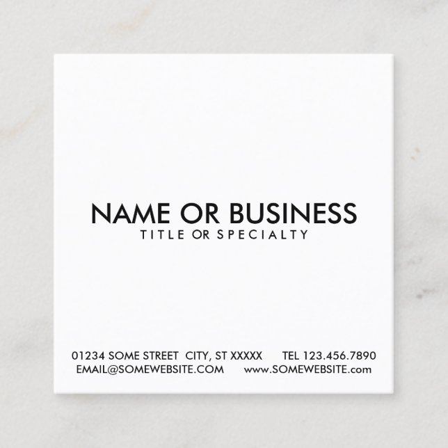 simple black & white square business card (Front)