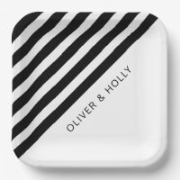 Simple Black & White Striped Square Wedding