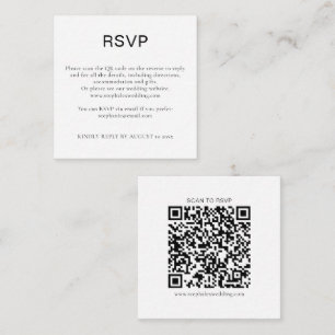 Simple Black White Text QR Code RSVP Enclosure Card