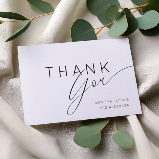 Simple Black & White Thank You Bridal Shower  Card (Creator Uploaded)