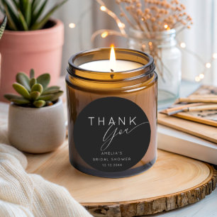 Simple Black & White Thank You Bridal Shower  Classic Round Sticker