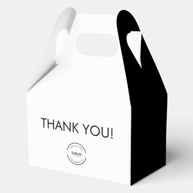 Simple Black white Thank you Custom Logo  Favour Box (Front)