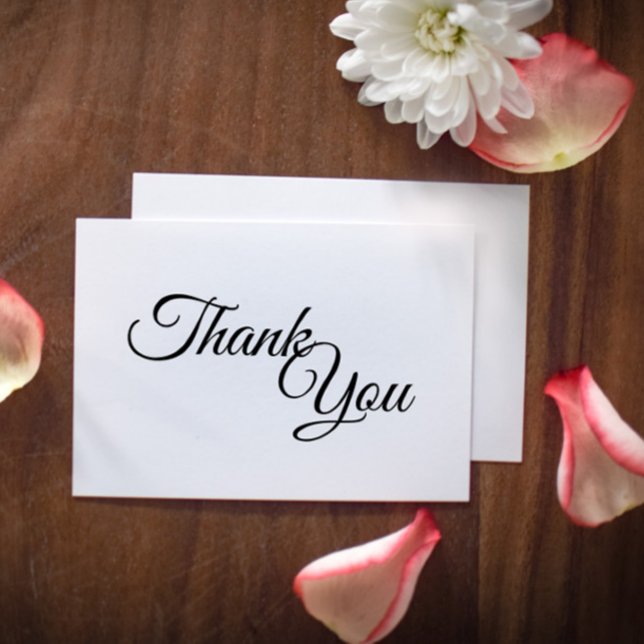 Simple Black White Thank You Flat Card (Creator Uploaded)