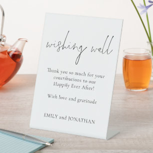 Simple Black White Thank You Wedding Wishing Well Pedestal Sign