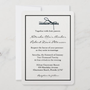 Simple Black White Tie The Knot Wedding Invite