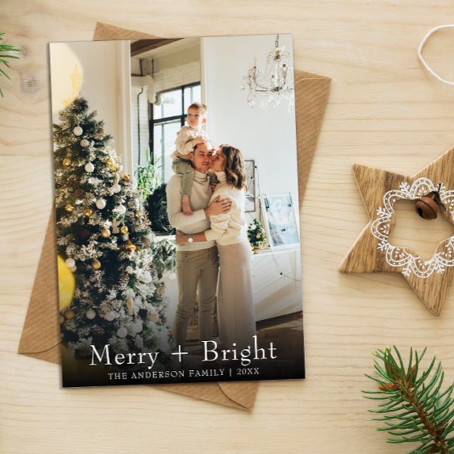 Simple Black & White Typewriter Christmas Photo  Holiday Card (Creator Uploaded)