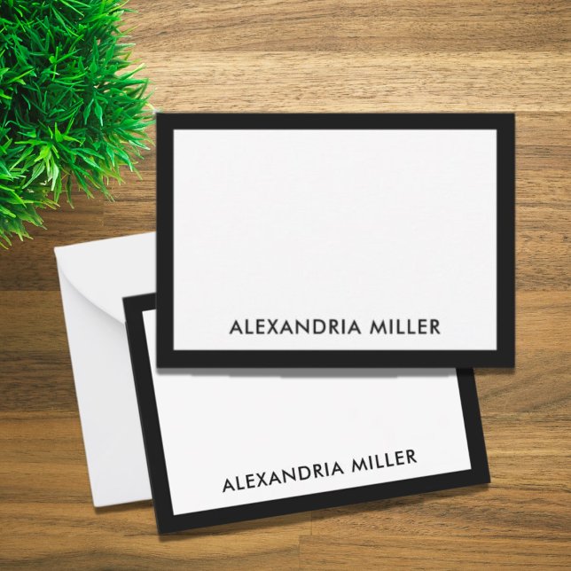Simple Black White Typographic Name Note Card (Creator Uploaded)
