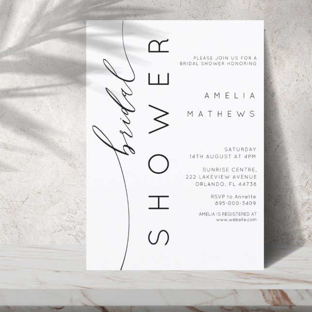 Simple Black & White Typography Bridal Shower Invitation (Creator Uploaded)