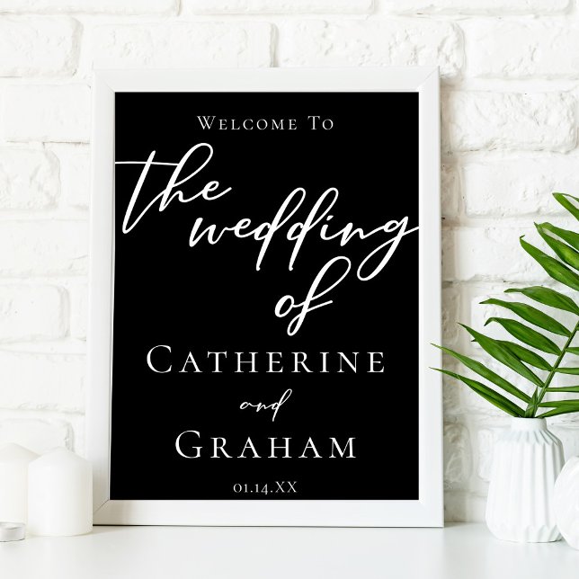 Simple Black White Typography Chic Wedding Welcome Poster (Creator Uploaded)