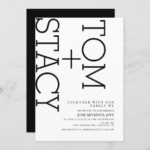 Simple Black White Typography Ultra Bold Wedding I Invitation