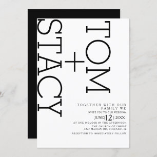 Simple Black White Typography Ultra Bold Wedding Invitation