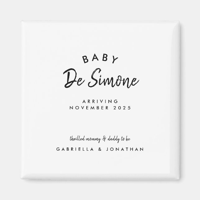 Simple Black White Typogrpahy Pregnancy Magnet (Front)