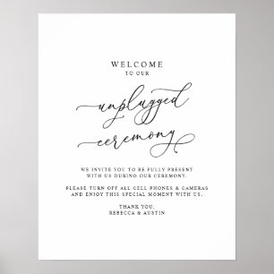 Simple Black & White Unplugged Ceremony Wedding Poster