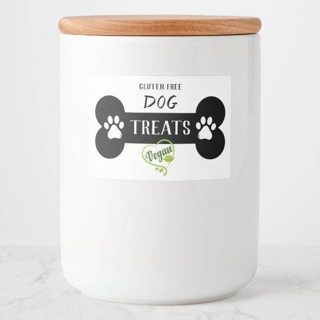 Simple Black & White Vegan Dog Treat Food Label (Front)