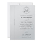 Simple Black & White Vintage Crest Ribbon Wedding