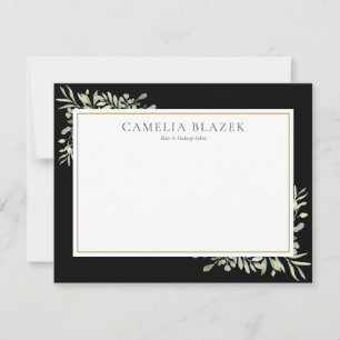 Simple Black White Watercolor Greenery Card