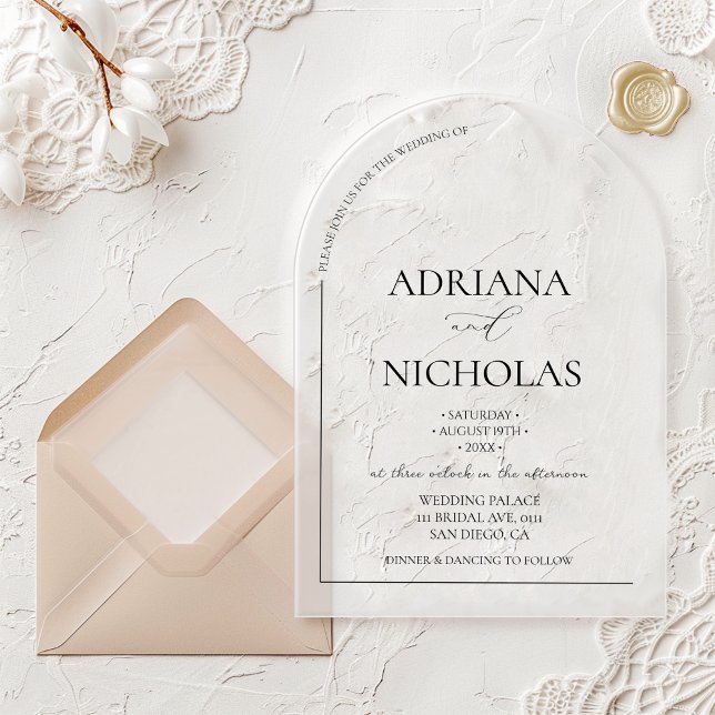 Simple Black & White Wedding Acrylic Invitations (Creator Uploaded)