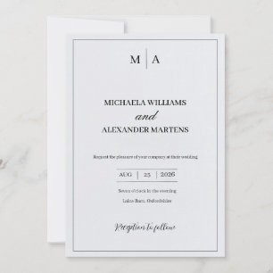 Simple Black & White wedding Invitation card