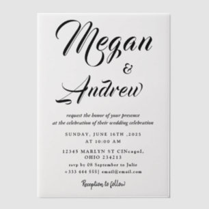 Simple Black & White wedding Overlay Vellum Invit Invitations