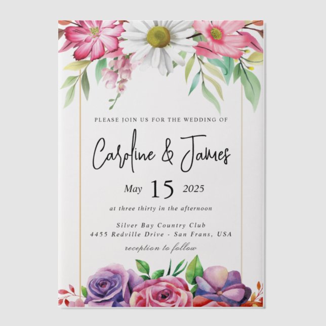 Simple Black & White wedding  Overlay Vellum Invit Vellum Invitations (Front)