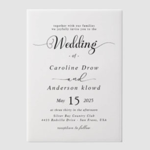 Simple Black & White wedding Overlay Vellum Invitations